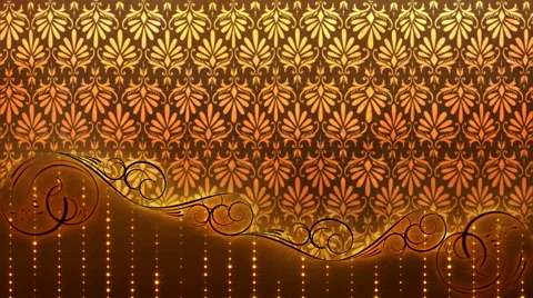 Gold Damask Curtain Stock Footage 50645448