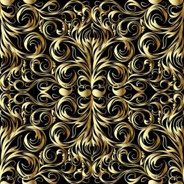Gold damask seamless pattern. Stock Illustration