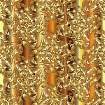 Gold Damask seamless pattern. Stock Illustration