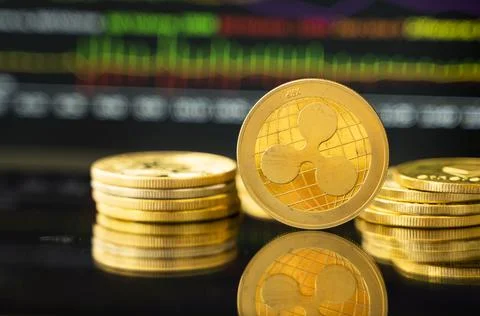Gold Dash coin with a graph chart. Trading on the cryptocurrency exchange Stock Illustration