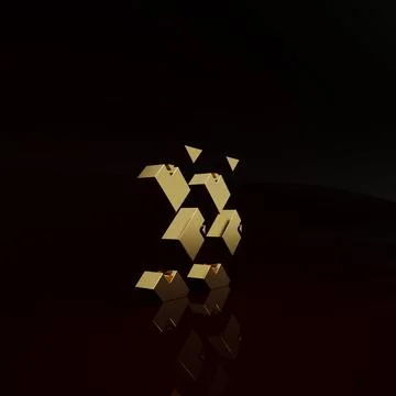 Gold Data stream icon isolated on brown background. Minimalism concept. 3d il 스톡 일러스트