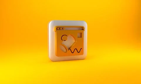 Gold Data visualisation icon isolated on yellow background. Silver square but Stock Illustration