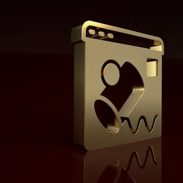 Gold Data visualisation icon isolated on brown background. Minimalism concept イラスト素材