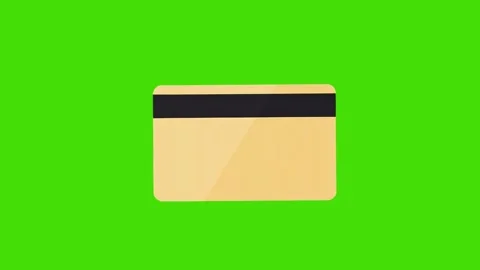 Gold debit card isolated on a green background Stock Footage 286371392
