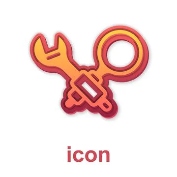 Gold Debugging icon isolated on white background. Debugging tool. Magnifying イラスト素材