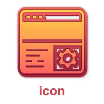 Gold Debugging icon isolated on white background. Debugging tool. Magnifying 스톡 일러스트