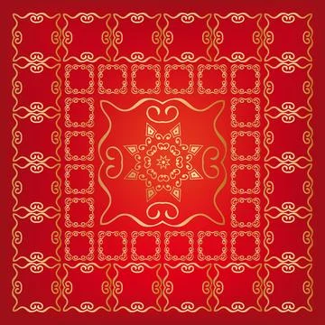 Gold decorating frame, square shape ornament, packaging pattern Stock Illustration