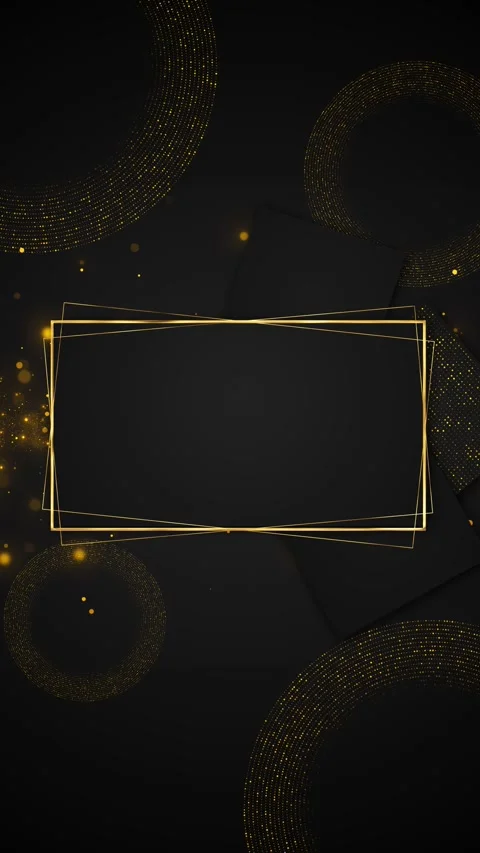 Gold decorative border title elegant black space, glowing rectangle lines, circu Stock Footage 340476512