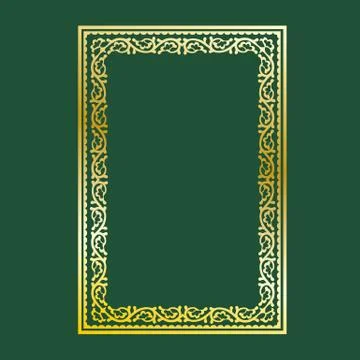 Gold decorative frame on a green background Illustrazione stock