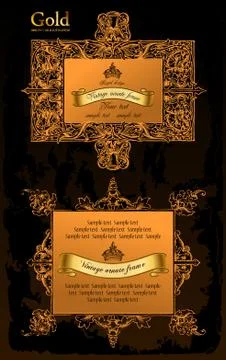 Gold decorative frames. Vector ancient set Stock Illustration
