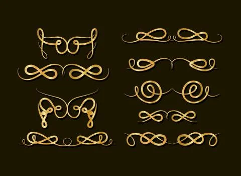Gold decorative ornaments elements set vector design イラスト素材