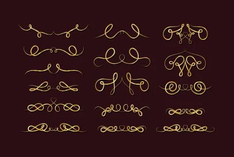 Gold decorative ornaments elements set vector design Stock Illustration
