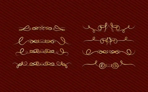 Gold decorative ornaments elements set vector design 스톡 일러스트
