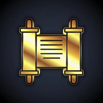 Gold Decree, paper, parchment, scroll icon icon isolated on black background Stock Illustration