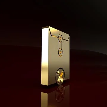 Gold Delete envelope icon isolated on brown background. Delete or error lette 스톡 일러스트