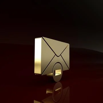 Gold Delete envelope icon isolated on brown background. Delete or error lette Stockillustratie
