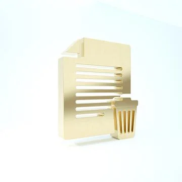 Gold Delete file document icon isolated on white background. Paper sheet with Stock Illustration