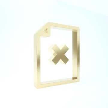 Gold Delete file document icon isolated on white background. Rejected documen イラスト素材
