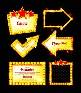 Gold design elements with light bulbs Stock Illustration