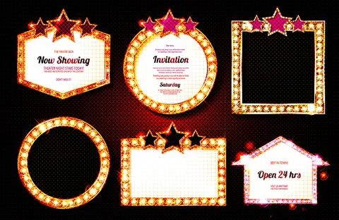 Gold design elements with light bulbs Stock Illustration