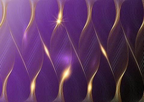 Gold design elements. Wave of many glittering lines. Abstract wavy stripes Illustrazione stock