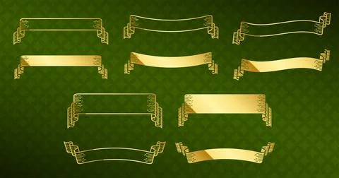 A gold design horizontal label set. Illustrazione stock