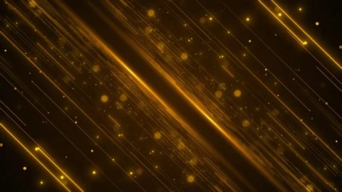 Gold diagonal light streak fast glowing lines, floating particles, dark amber de Stock Footage 340456070