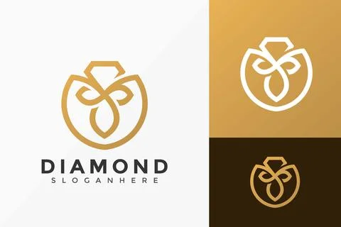 Gold Diamond Jewellery Logo Design, Minimalist Logos Designs Vector Illustrat Stock Illustration