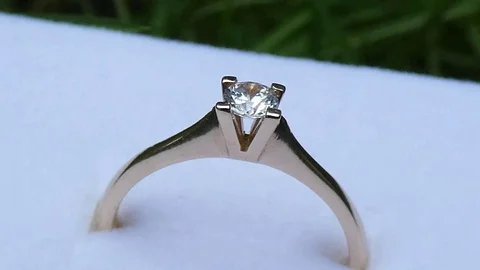 Gold diamond ring Stock Footage 124697993