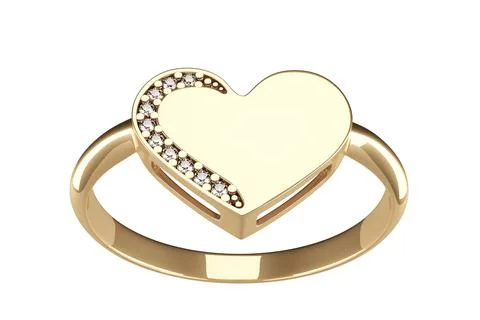 Gold diamond ring isolated on white background 3D render Stock Illustration