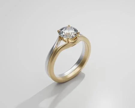 Gold diamond Ring isolated on white background 3d render 库存照片