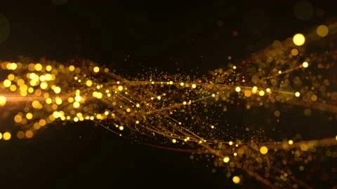 Gold digital particles dots and line wave flow loop motion abstract background. Stock Footage 229225966