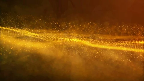 Gold digital particles wave motion abstract environment background Stock Footage 90270529