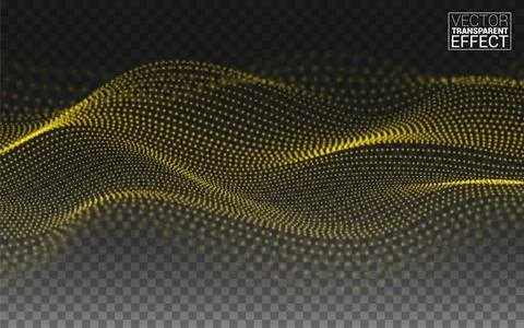 Gold Digital Perspective composition. Seaside Terrain. Abstract linear 3D Stock Illustration