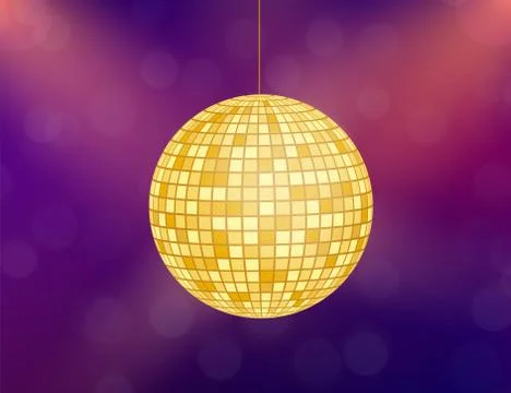 Gold Disco ball icon isolated on grayscale background. Vector stock illustration Stock Illustration