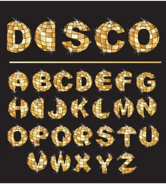Gold disco ball letters Stock Illustration