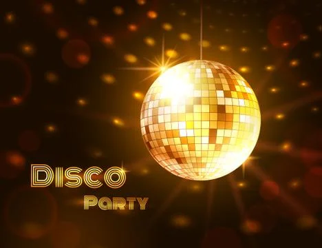Gold disco ball. Vector illustration Stock Illustration