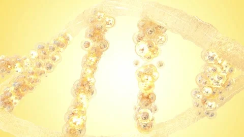 Gold DNA molecule translucent from particles. Stock Footage 256219361