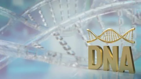 The Gold dna on sci Background for medical concept 3d rendering Stock Illustration