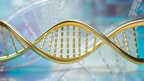 The gold dna on sci background for medical or education concept 3d rendering Stock Illustration
