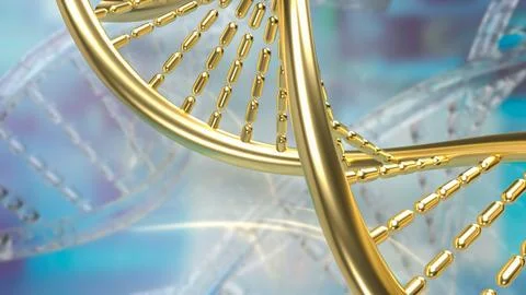 The gold dna on sci background for medical or education concept 3d rendering Stock Illustration