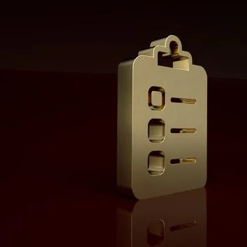 Gold To do list or planning icon isolated on brown background. Minimalism イラスト素材