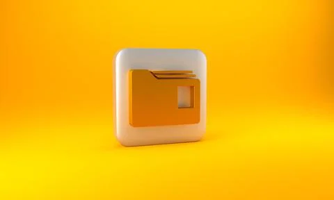 Gold Document folder icon isolated on yellow background. Accounting binder Stock-Illustration