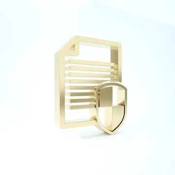 Gold Document protection concept icon isolated on white background. Confident Illustrazione stock