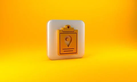 Gold Document tracking marker system icon isolated on yellow background. Parcel Stock Illustration