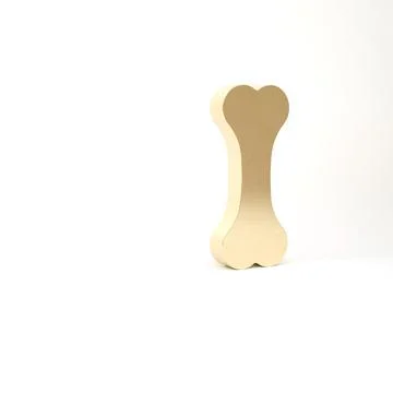 Gold Dog bone icon isolated on white background. Pets food symbol. 3d イラスト素材