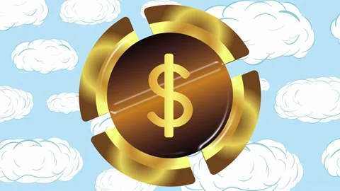 Gold dollar and clouds Stock Footage 96996098