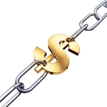 Gold dollar in chains Stock Illustration