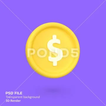 Gold dollar coin isolated 3d render icon illustration Modèle PSD