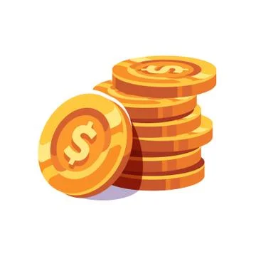 Gold dollar coin stack flat illustration Illustrazione stock